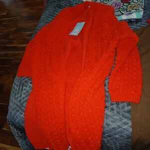 Lego Red Cardigan Sweater with Textured Knit